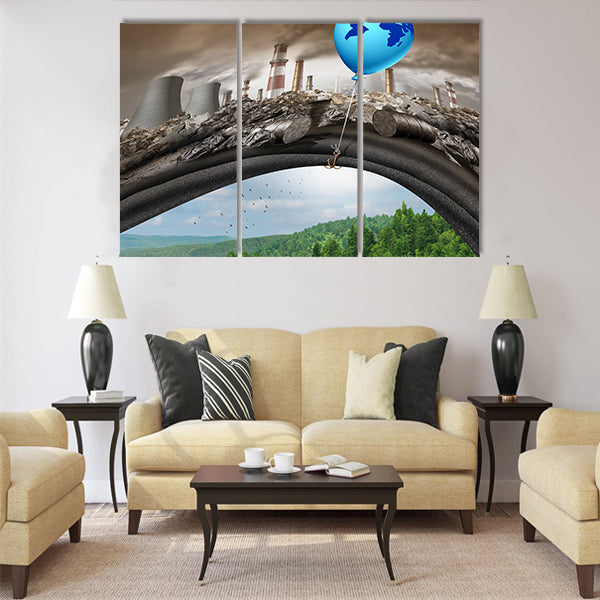 Climate change global agreement concept as a blue balloon Multi Panel Canvas Wall Art