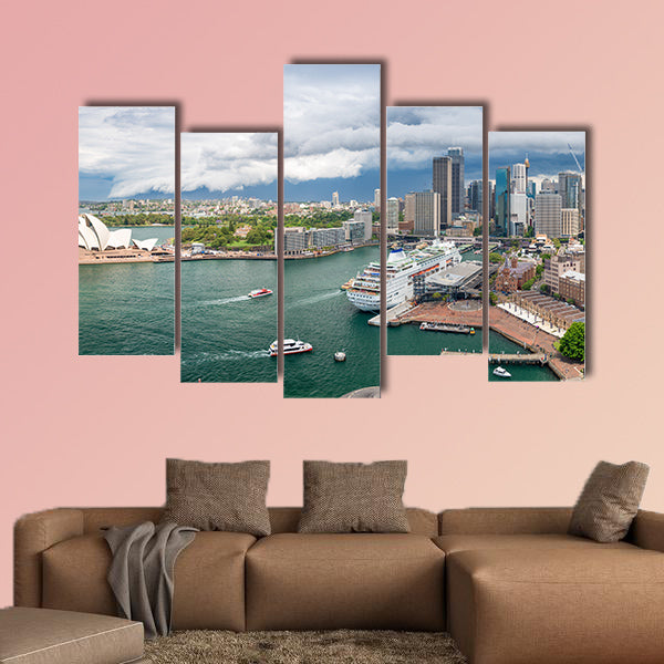 Sydney Harbor area multi panel canvas wall art
