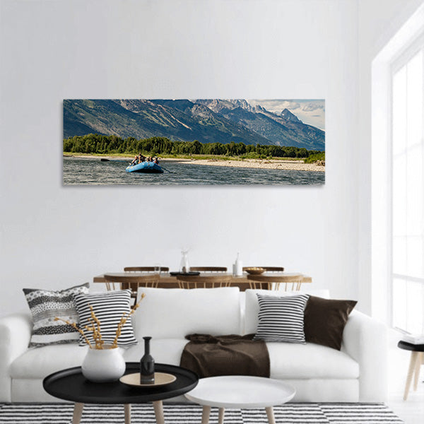 Rafting the Snake River in Wyoming Panoramic Canvas Wall Art