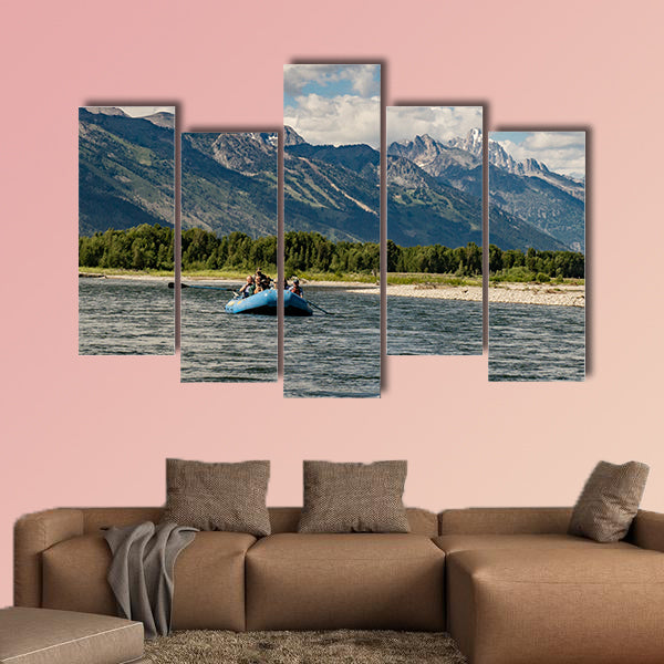 Rafting the Snake River in Wyoming Multi panel canvas wall art