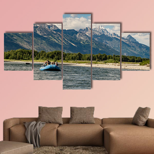 Rafting the Snake River in Wyoming Multi panel canvas wall art