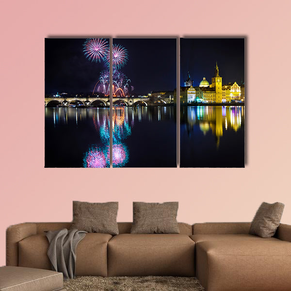 New Year atmosphere in Prague, Czech Republic multi panel canvas wall art
