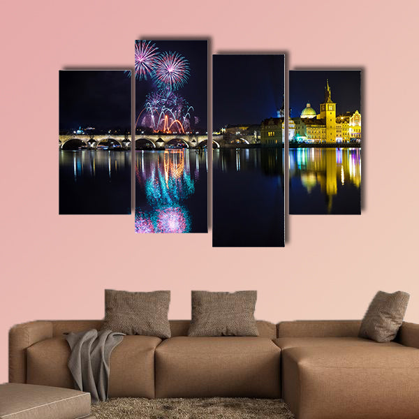 New Year atmosphere in Prague, Czech Republic multi panel canvas wall art