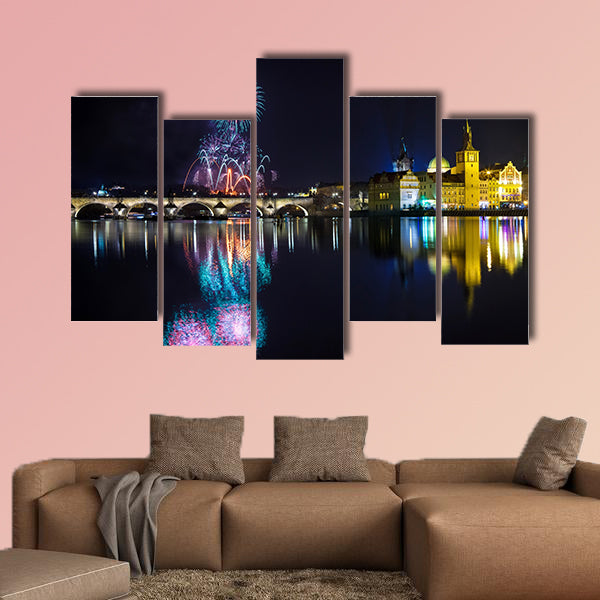 New Year atmosphere in Prague, Czech Republic multi panel canvas wall art