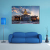 The Sunrise Behind The Statue Of Buddhist In Front Of A Temple In South Korea Multi Panel Canvas Wall Art