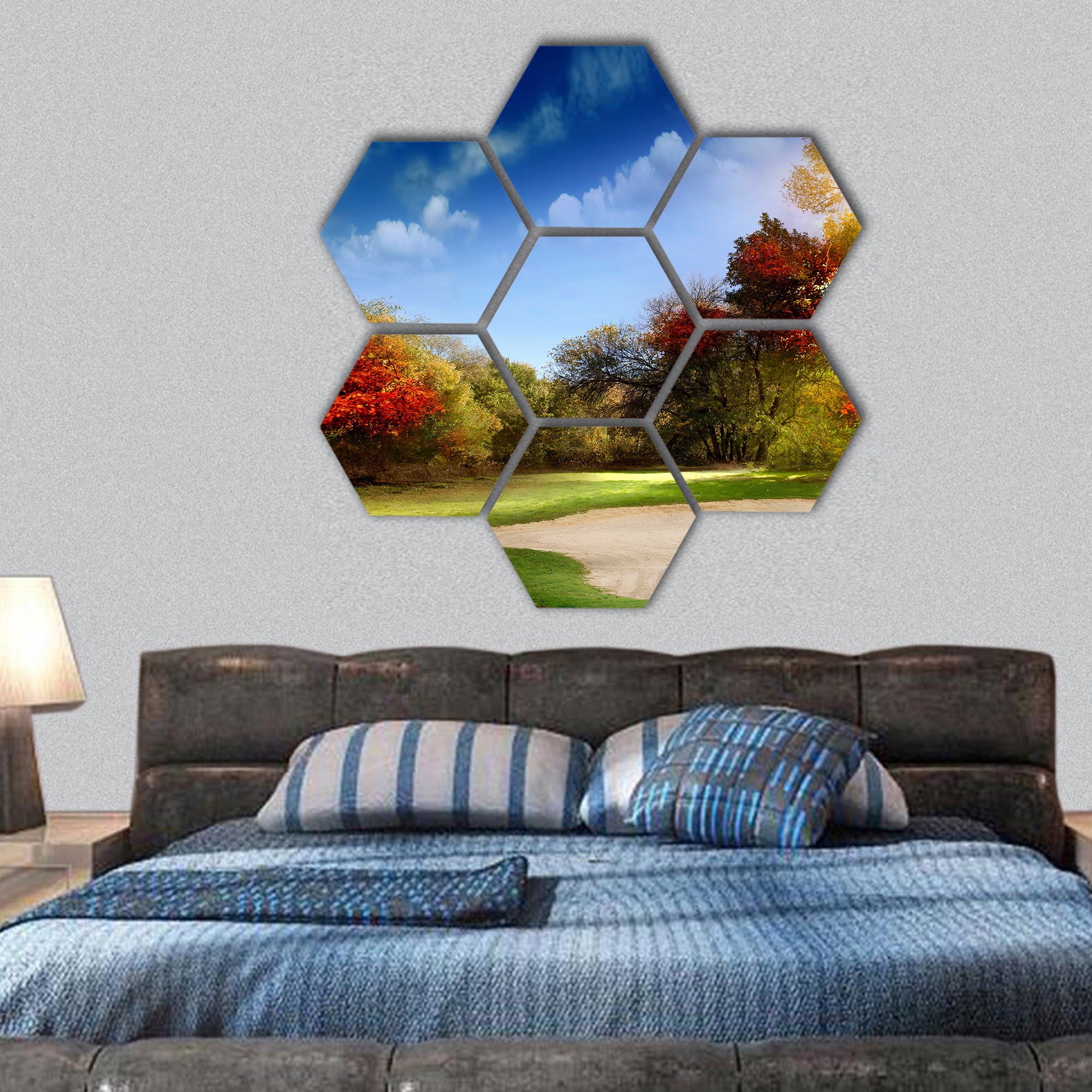 Autumn Foliage at the Golf Course hexagonal canvas wall art
