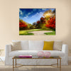 Autumn Foliage at the Golf Course Multi Panel Canvas Wall Art