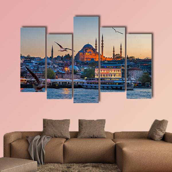 Istanbul the capital of Turkey, eastern tourist city multi panel canvas wall art