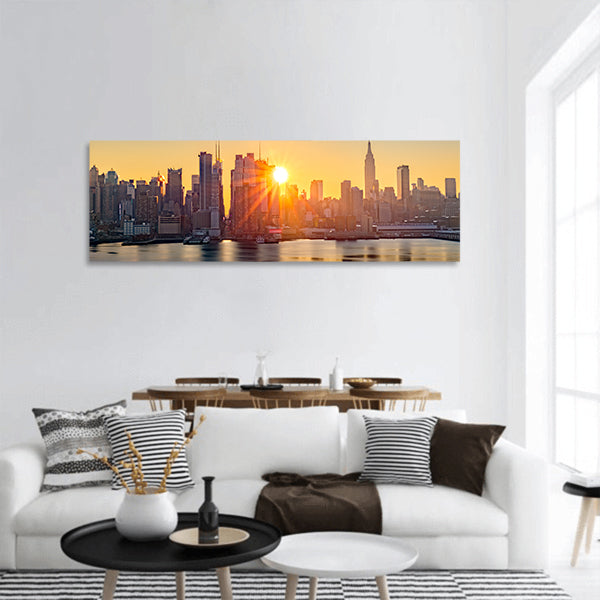 Midtown Manhattan skyline at sunrise, Panoramic Canvas Wall Art
