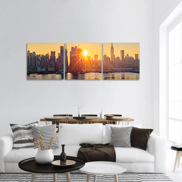 Midtown Manhattan skyline at sunrise, Panoramic Canvas Wall Art