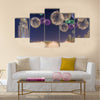 Beautiful fireworks above dancing fountain in front of Burj Khalifa  multi panel canvas wall art