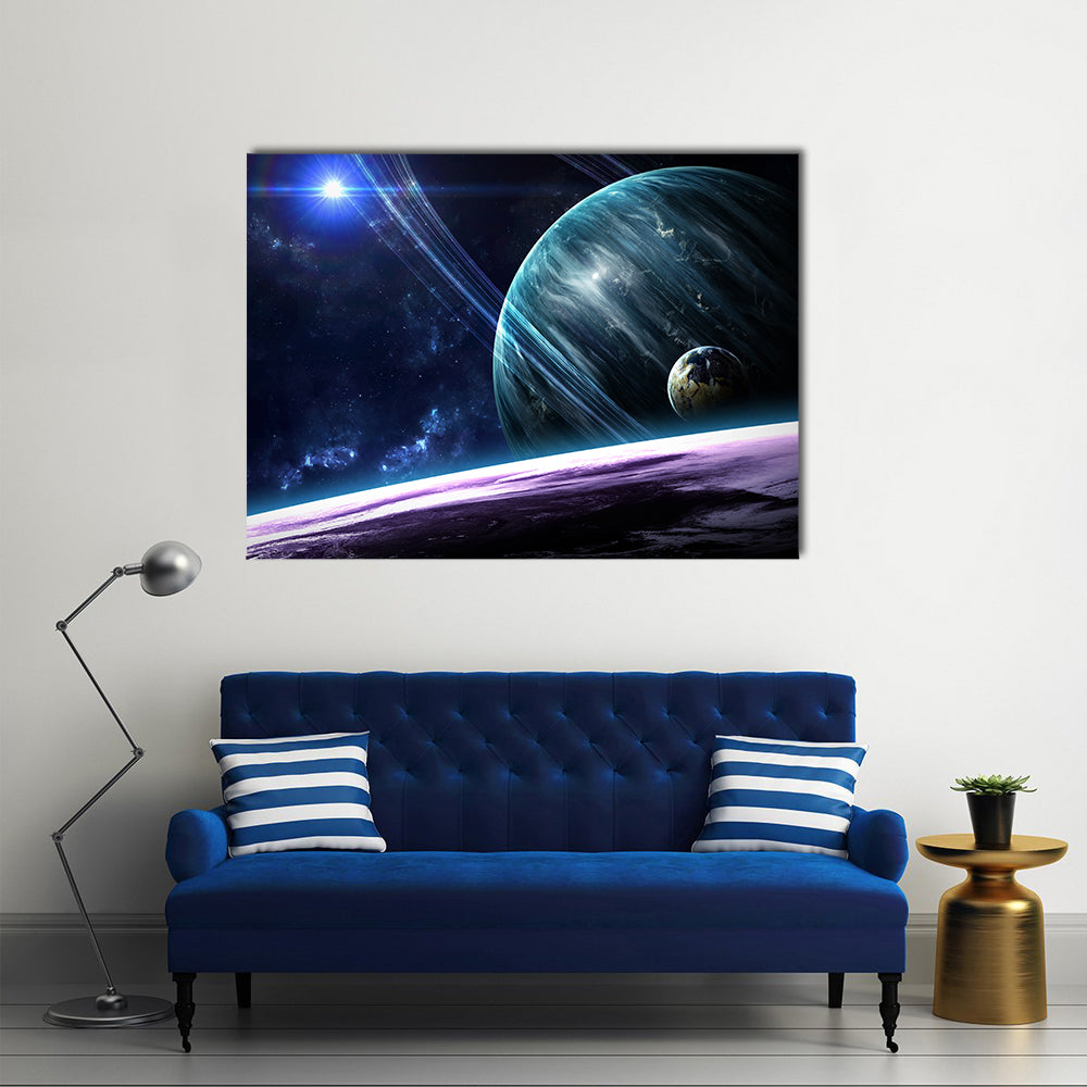 Beauty Of Outer Space With Galaxies, Planets And Stars Multi Panel Canvas Wall Art
