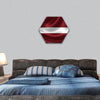 Flag of Latvia on satin texture hexagonal canvas wall art