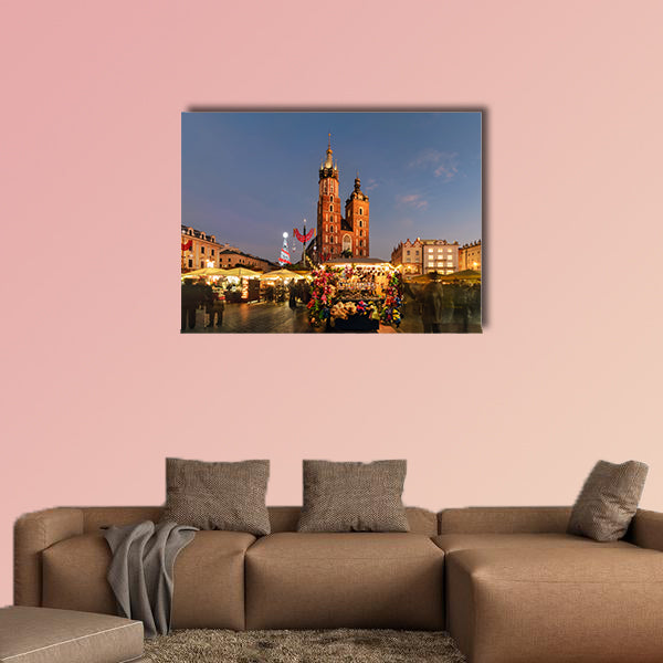 Traditional street market in Old City in Krakow, multi panel canvas wall art