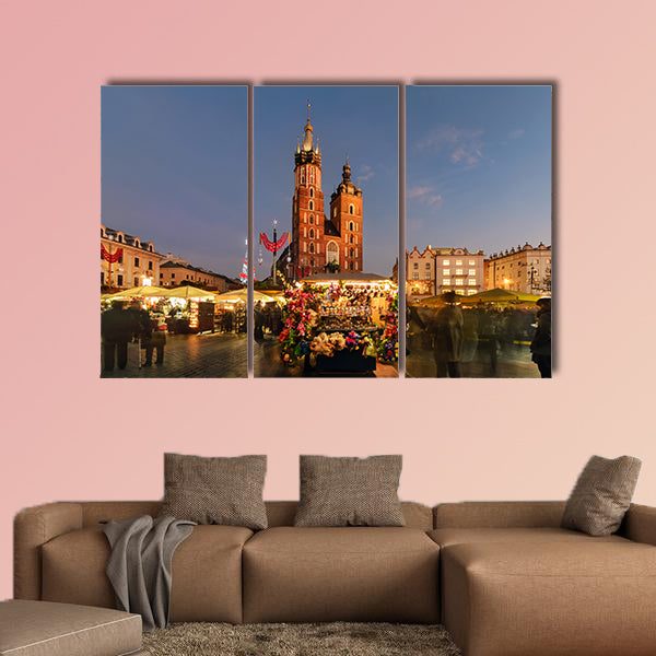 Traditional street market in Old City in Krakow, multi panel canvas wall art