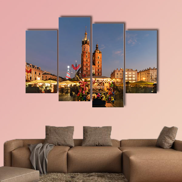 Traditional street market in Old City in Krakow, multi panel canvas wall art