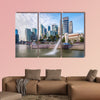 Singapore skyline and river at Merlion Bay multi panel canvas wall art