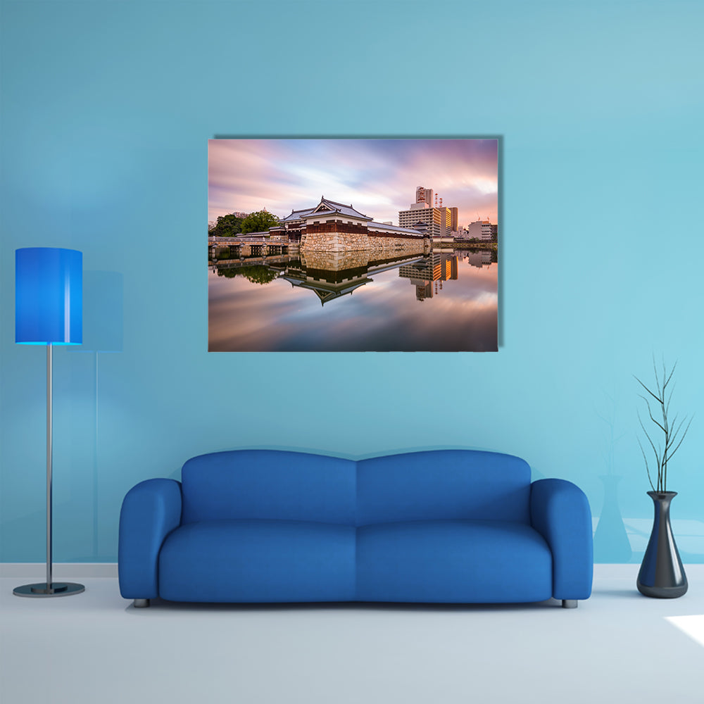 Hiroshima, Japan at the castle moat multi panel canvas wall art
