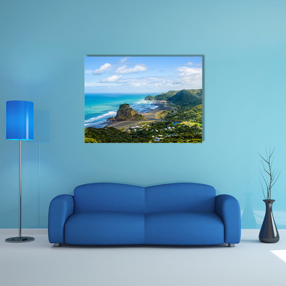 Piha Beach Located At The West Coast In Auckland New Zealand Multi Panel Canvas Wall Art