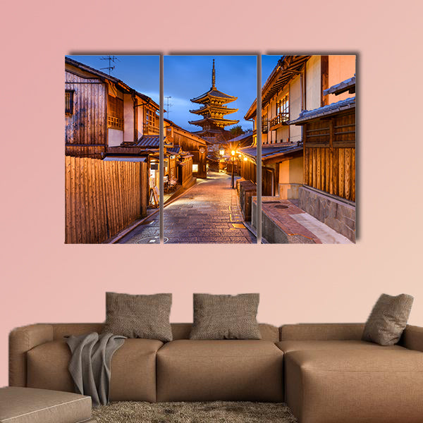 Kyoto, Japan old city at Yasaka Pagoda multi panel canvas wall art