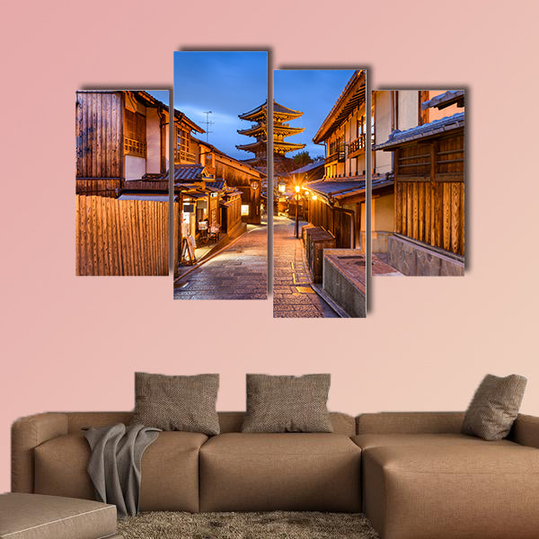 Kyoto, Japan old city at Yasaka Pagoda multi panel canvas wall art