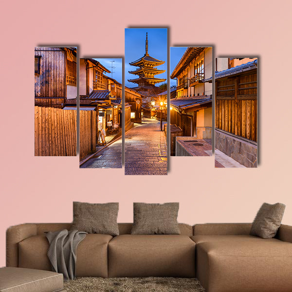 Kyoto, Japan old city at Yasaka Pagoda multi panel canvas wall art
