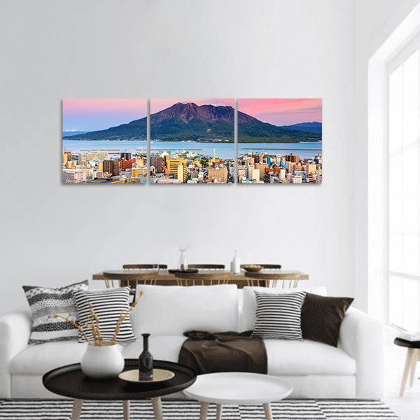Kagoshima, Japan with Sakurajima Volcano Panoramic Canvas Wall Art