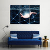 hand demonstrating digital connection lines in palm Concept Multi panel canvas wall art