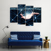 hand demonstrating digital connection lines in palm Concept Multi panel canvas wall art