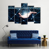 hand demonstrating digital connection lines in palm Concept Multi panel canvas wall art