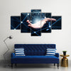 hand demonstrating digital connection lines in palm Concept Multi panel canvas wall art