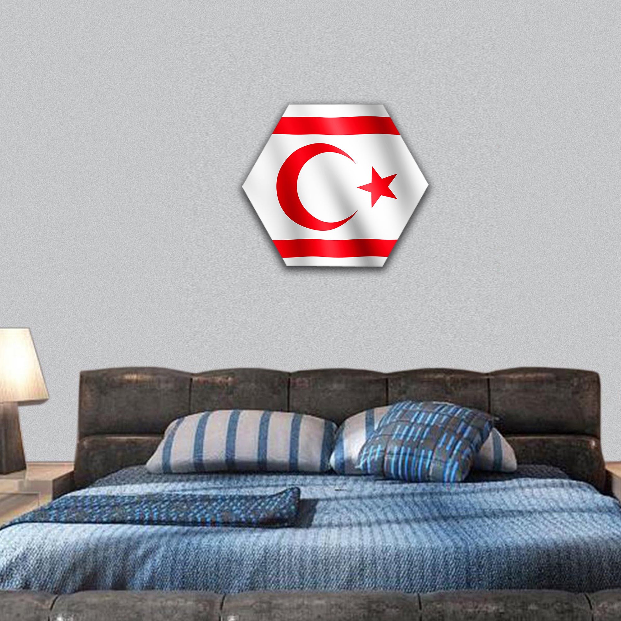 Flag of Northern Cyprus  hexagonal canvas wall art