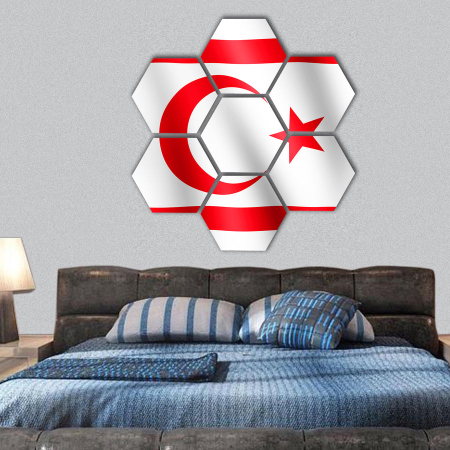 Flag of Northern Cyprus hexagonal canvas wall art