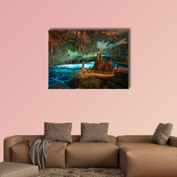 Wide angle long exposure of dragon caves lake on Majorca wall art