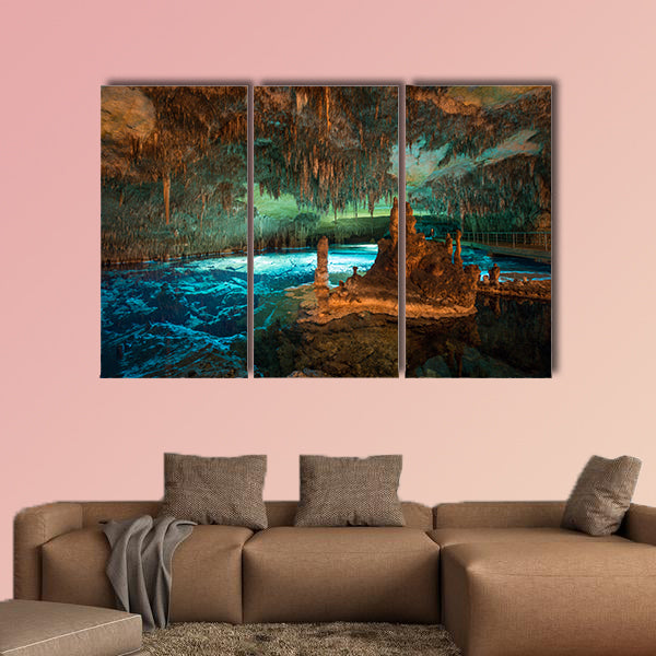 Wide angle long exposure of dragon caves lake on Majorca wall art