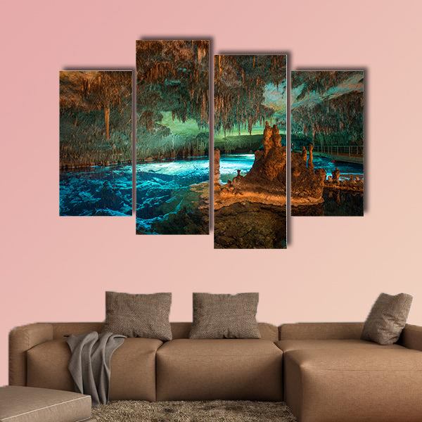 Wide angle long exposure of dragon caves lake on Majorca wall art