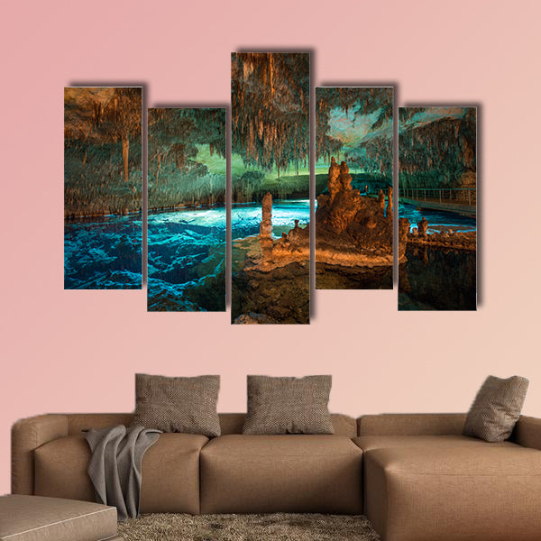 Wide angle long exposure of dragon caves lake on Majorca wall art