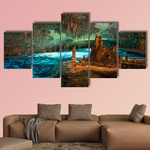 Wide angle long exposure of dragon caves lake on Majorca wall art