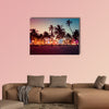 Ocean Drive Street with illuminated buildings, South Beach, Florida multi panel canvas wall art