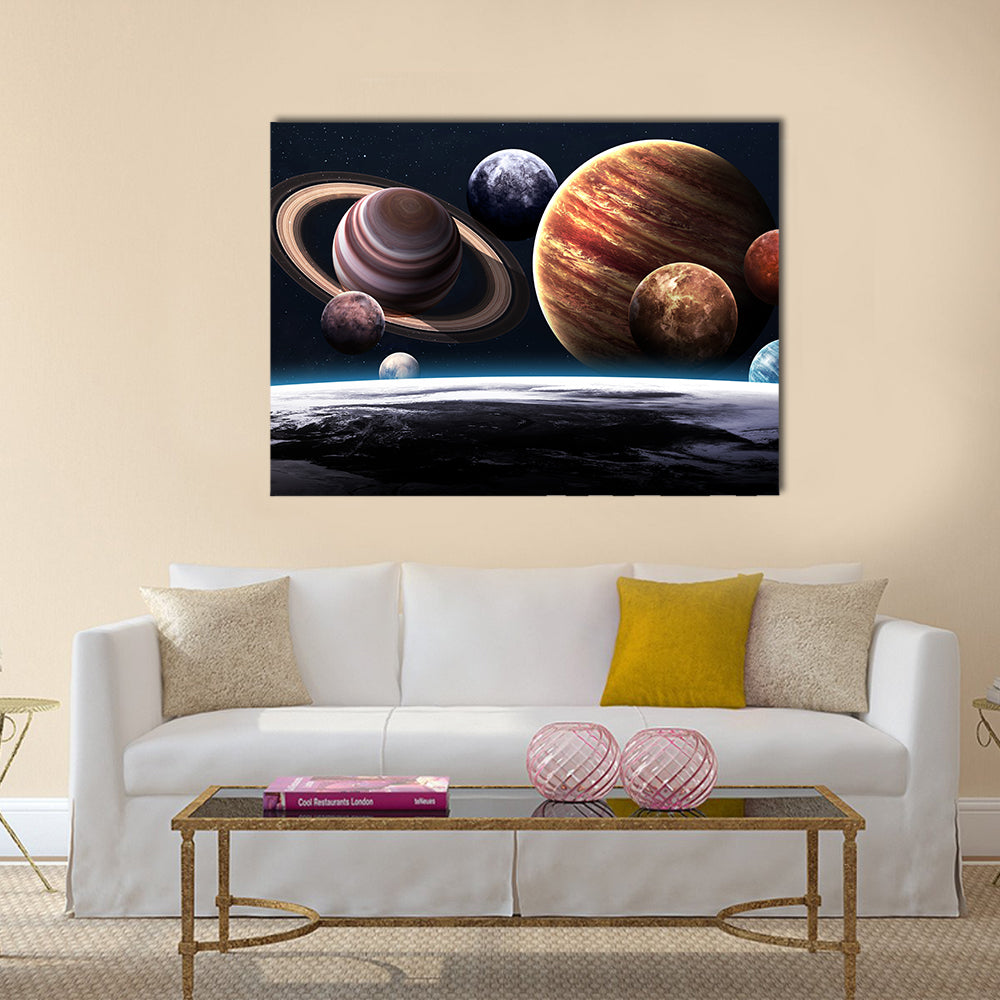 High resolution images presents planets of the solar system Multi Panel Canvas Wall Art