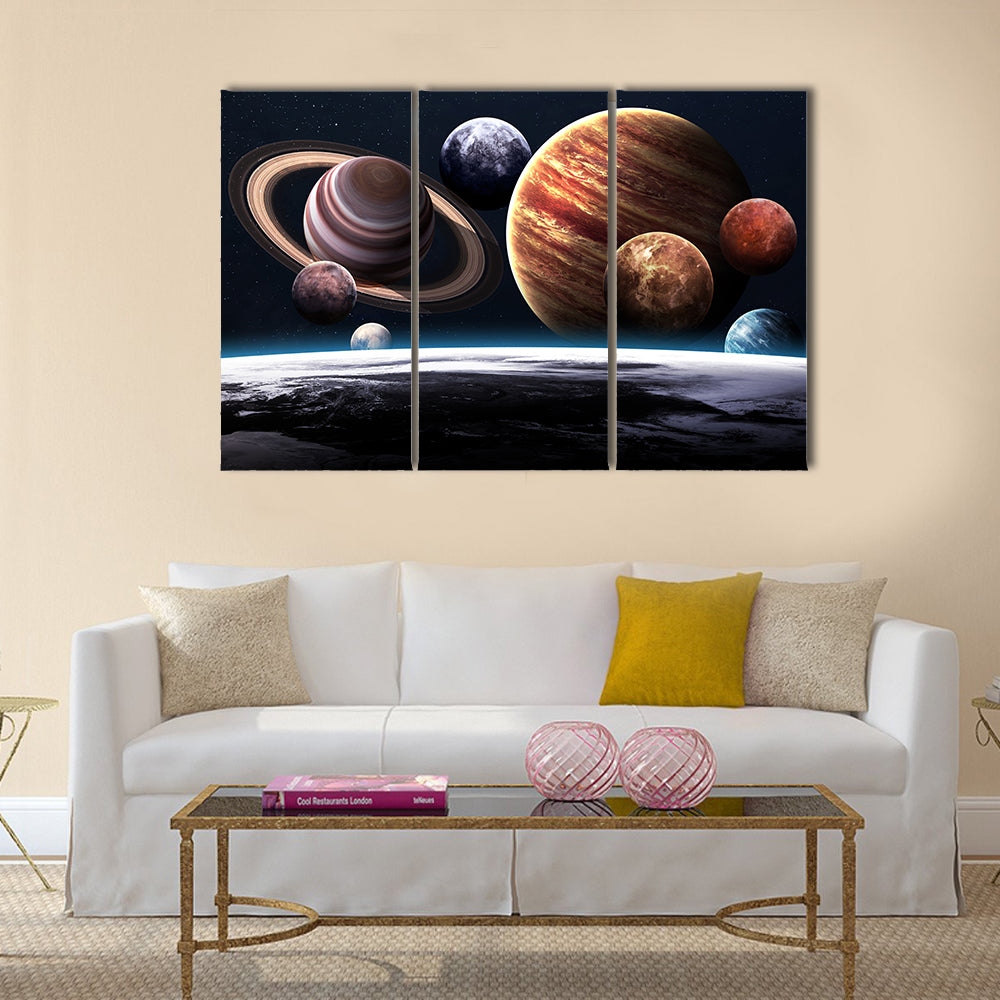 High resolution images presents planets of the solar system Multi Panel Canvas Wall Art