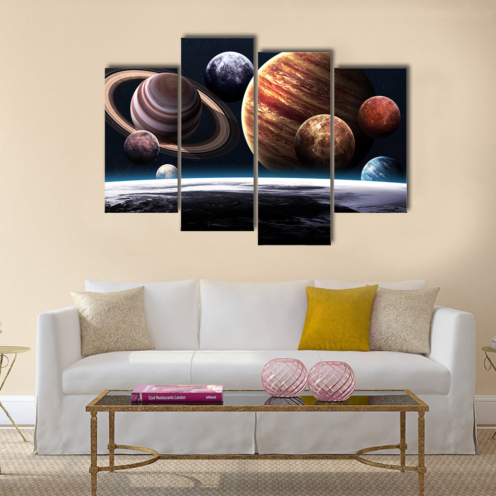 High resolution images presents planets of the solar system Multi Panel Canvas Wall Art