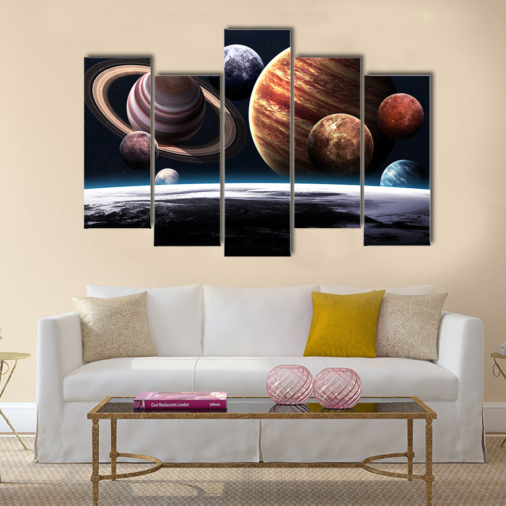 High resolution images presents planets of the solar system Multi Panel Canvas Wall Art