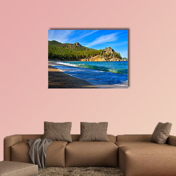 Big wave on the shore of Lake Baikal Multi panel canvas wall art