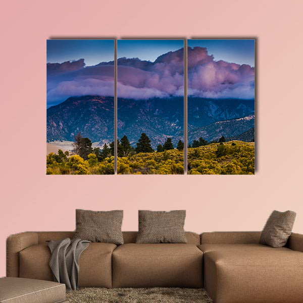 Thick clouds at Sunrise over the mountains and the great  Multi panel canvas wall art