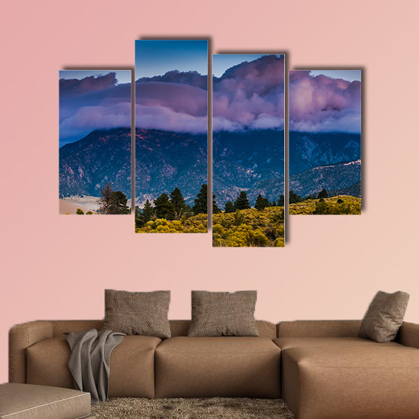 Thick clouds at Sunrise over the mountains and the great  Multi panel canvas wall art