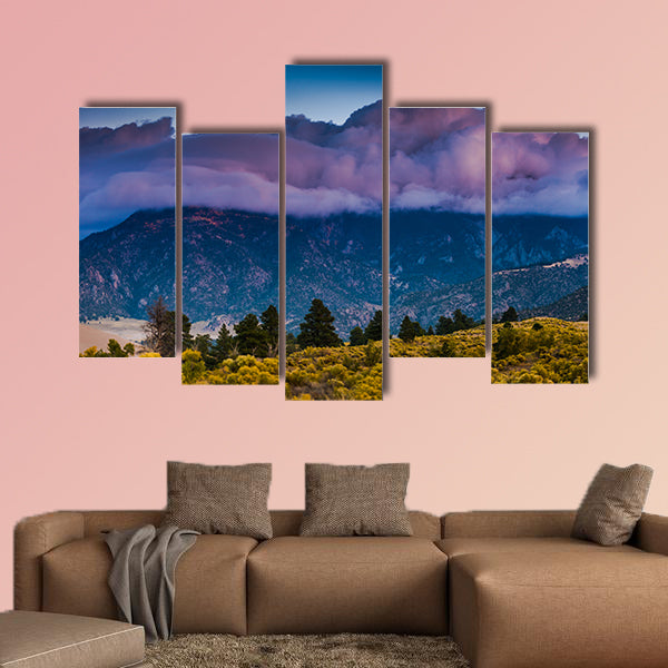 Thick clouds at Sunrise over the mountains and the great  Multi panel canvas wall art