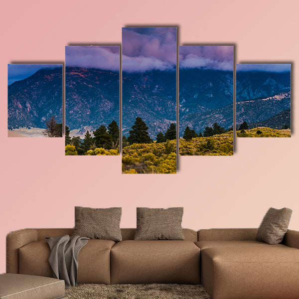 Thick clouds at Sunrise over the mountains and the great  Multi panel canvas wall art