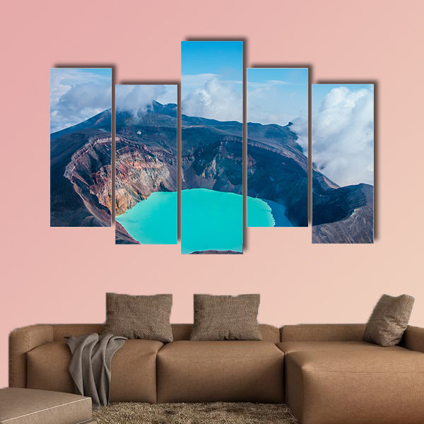 Sulfur lake in volcano's crater, Kamchatka, Russia multi panel canvas wall art