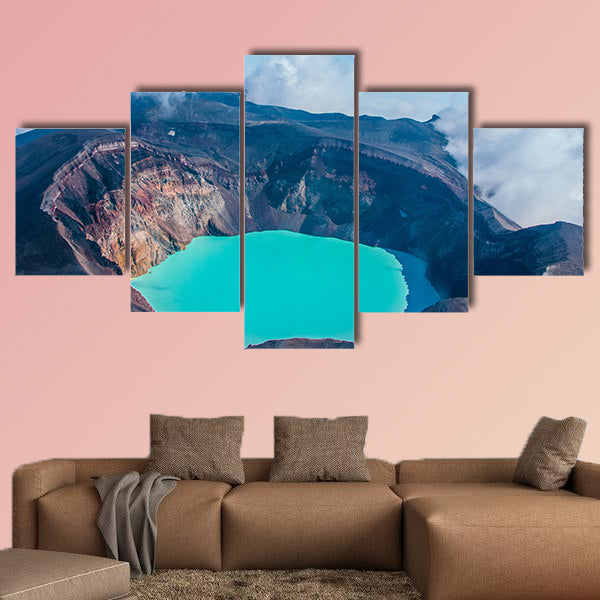 Sulfur lake in volcano's crater, Kamchatka, Russia multi panel canvas wall art